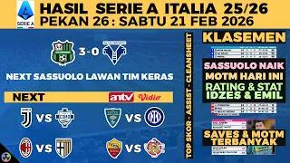 HASIL LIGA ITALIA 2026 TADI MALAM - SASSUOLO VS VERONA 3-0, SERIE A KLASEMEN, JADWAL LIVE ANTV