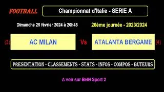 AC MILAN - ATALANTA BERGAME : match de football de la 26ème journée de Série A - Saison 2023-2024