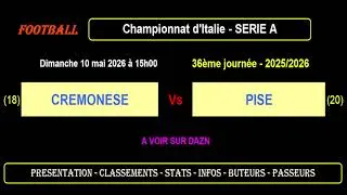 CREMONESE - PISE : 36ème journée Série A - Match football - Saison 2025-2026