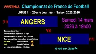 ANGERS - NICE : 26ème journée de Ligue 1 - Stats, infos, pronos - Football saison 2025-2026