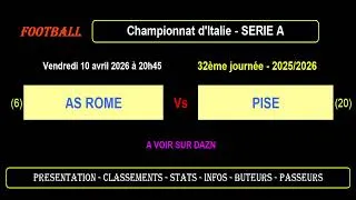 AS ROME - PISE : 32ème journée Série A - Match football - Saison 2025-2026