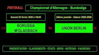 GLADBACH vs UNION BERLIN – Analyse, Classement &amp; Pronostic | Bundesliga J24 (28/02/2026)