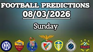 EPIC SUNDAY BETTING TIPS 08/03/2026 | Over 2.5 Goals, BTTS &amp; Accumulator | GoldenGoalTips