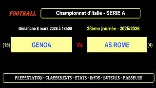 GENOA - AS ROME : 28ème journée Série A - Match football - Saison 2025-2026