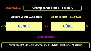 GENOA - CÔME : 34ème journée Série A - Match football - Saison 2025-2026