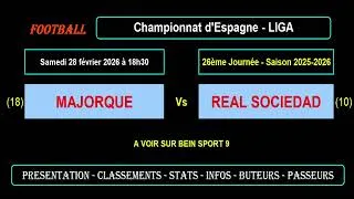 MAJORQUE - REAL SOCIEDAD : 26ème journée Liga - Match football saison 2025-2026
